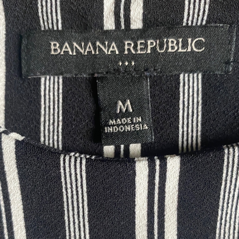 Banana Republic Factory Black and White Striped Asymmetrical Hem Dress - Picture 8 of 12